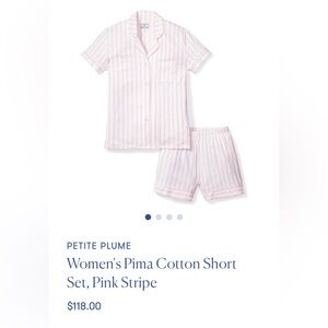 Petite Plume Pink Stripe 100% Peruvian Pima Cotton Short Pajama Set size Medium